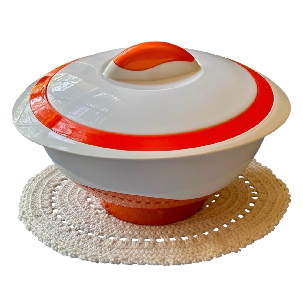 Orange White Stainless Steel Thermal Tokyo Picnic Bowl XL Twist Close Lid